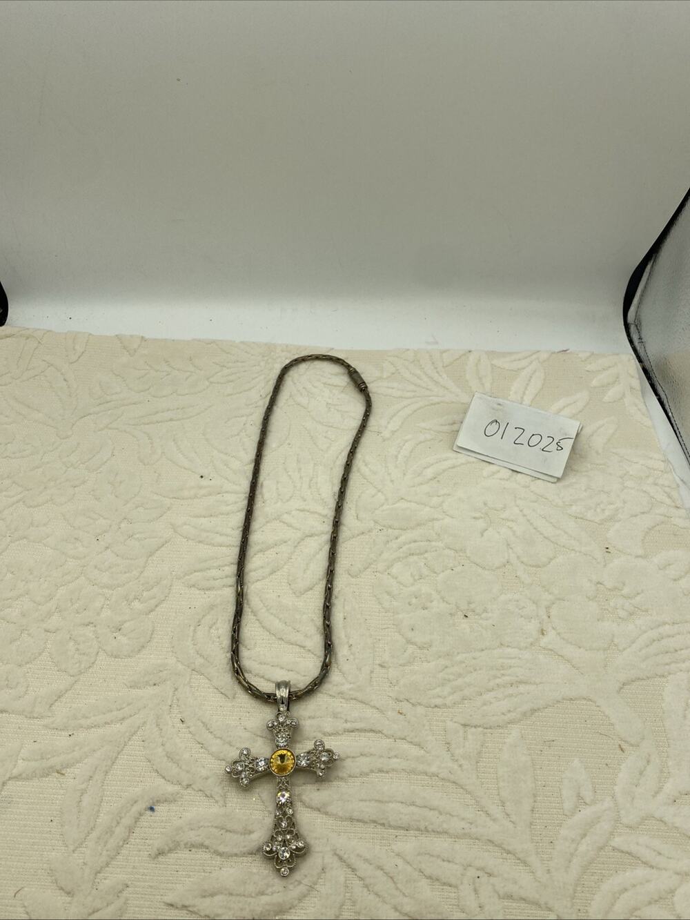 Beautiful 3.5” Rhinestone Studded CROSS Pendant With Heavy 20”Chain